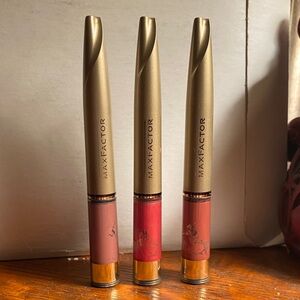 Vintage MaxFactor Lipstick Trio - Nude, Red, Pink Tones USED Collectors MUA